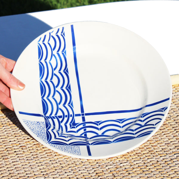 Ancien plat rond 28 cm en faïence de Badonviller modèle Orival