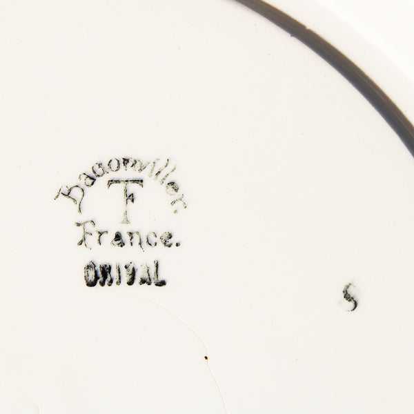 Ancien plat rond 28 cm en faïence de Badonviller modèle Orival