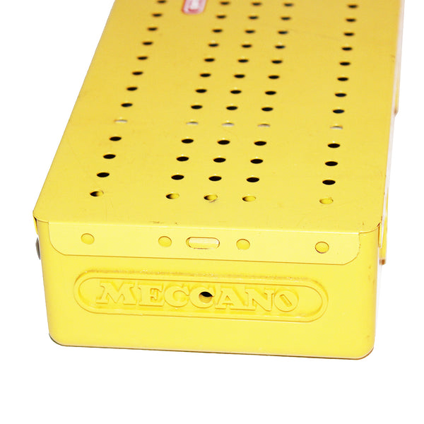 Boîte de rangement modulable jaune jeu Meccano avec diverses pièces