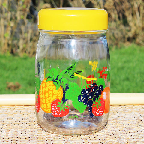 Bocal / pot en verre vintage Le Parfait 1 litre modèle fruits