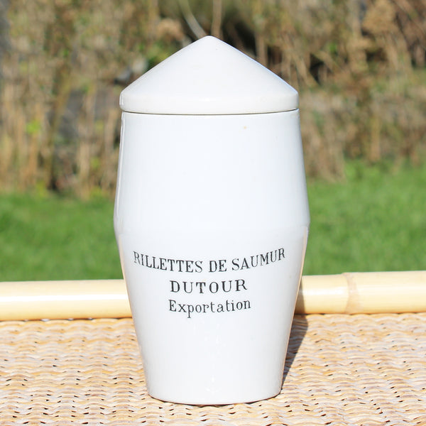 Ancien pot Rillettes de Saumur Dutour Exportation + couvercle