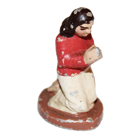 Ancienne figurine Quiralu - crèche - jeune fille qui prie