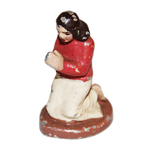Ancienne figurine Quiralu - crèche - jeune fille qui prie