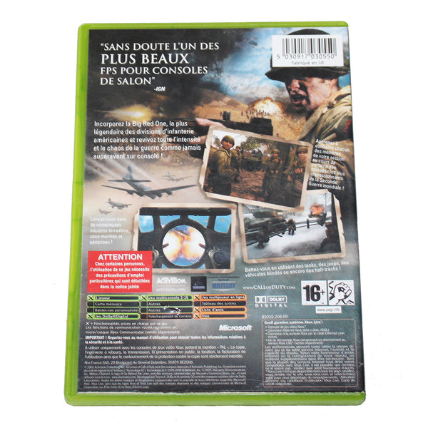Jeu vidéo Xbox Call of Duty 2 / Big Red One complet ( 2005 ) PAL FR