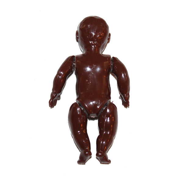 Ancien jouet poupée mini baigneur 8 cm noir yeux dormants en plastique dur floklorique norvégien