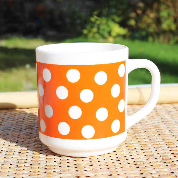 2 Grandes Tasses Arcopal Vintage - Décor Polka - Multicolore - Occasion