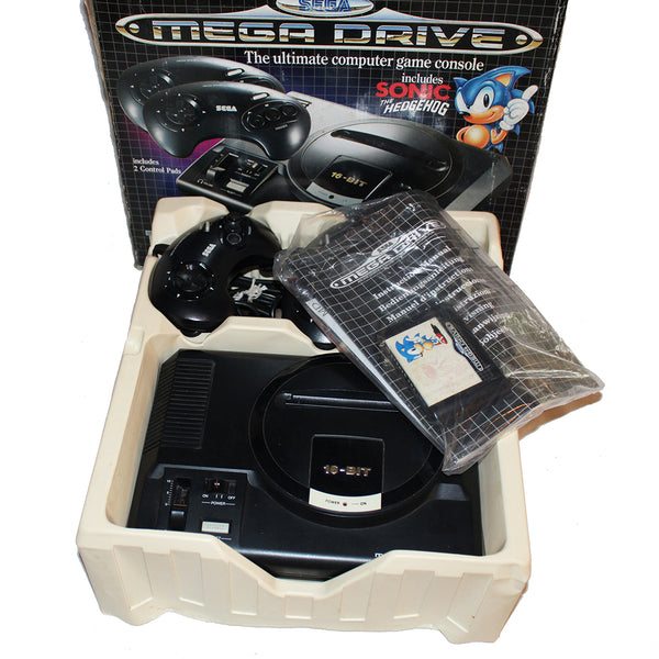 Console de jeu vintage en boîte Sega Megadrive I pack 2 manettes + Sonic 1