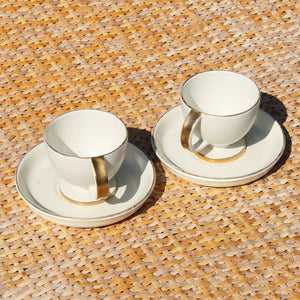 Duo de tasses à café + soucoupes Villeroy & Boch style Bauhaus