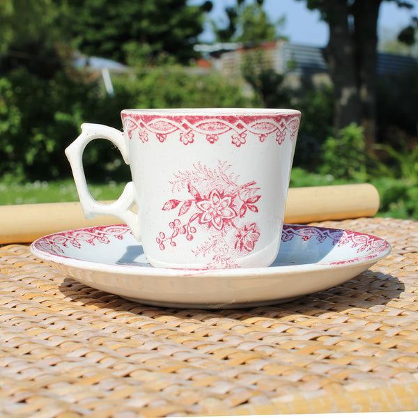 Tasse à café ancienne + soucoupe en faïence de Sté Amandinoise modèle Margot