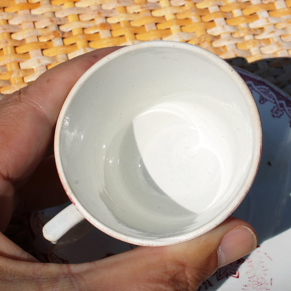 Tasse à café ancienne + soucoupe en faïence de Sté Amandinoise modèle Margot