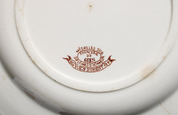 Ancienne assiette plate en faïence de Gien modèle Vues d'Orient