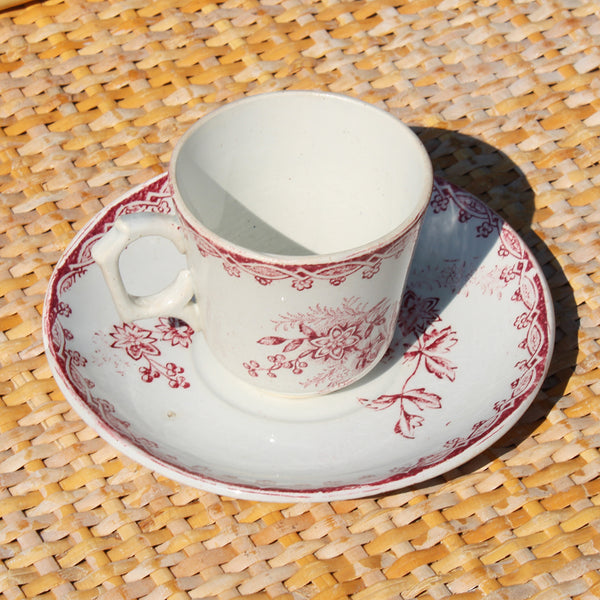 Tasse à café ancienne + soucoupe en faïence de Sté Amandinoise modèle Margot