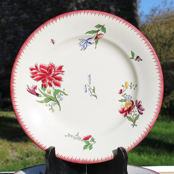 Ensemble de 6 assiettes plates 24 cm en faïence de U & C Sarreguemines modèle Strasbourg