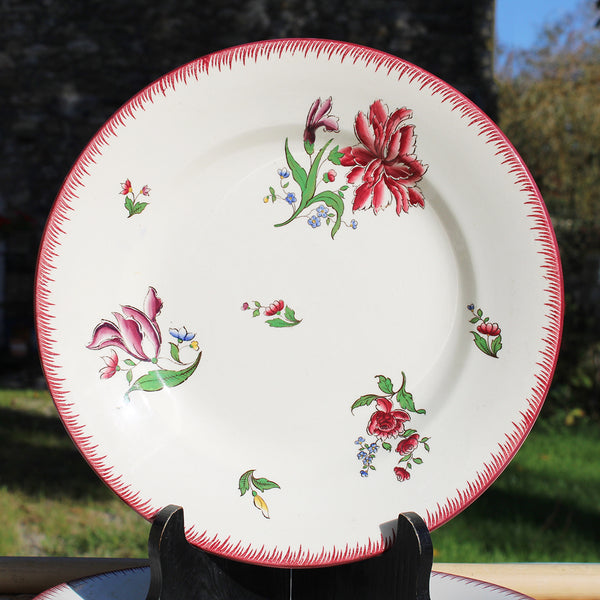 Ensemble de 6 assiettes plates 24 cm en faïence de U & C Sarreguemines modèle Strasbourg