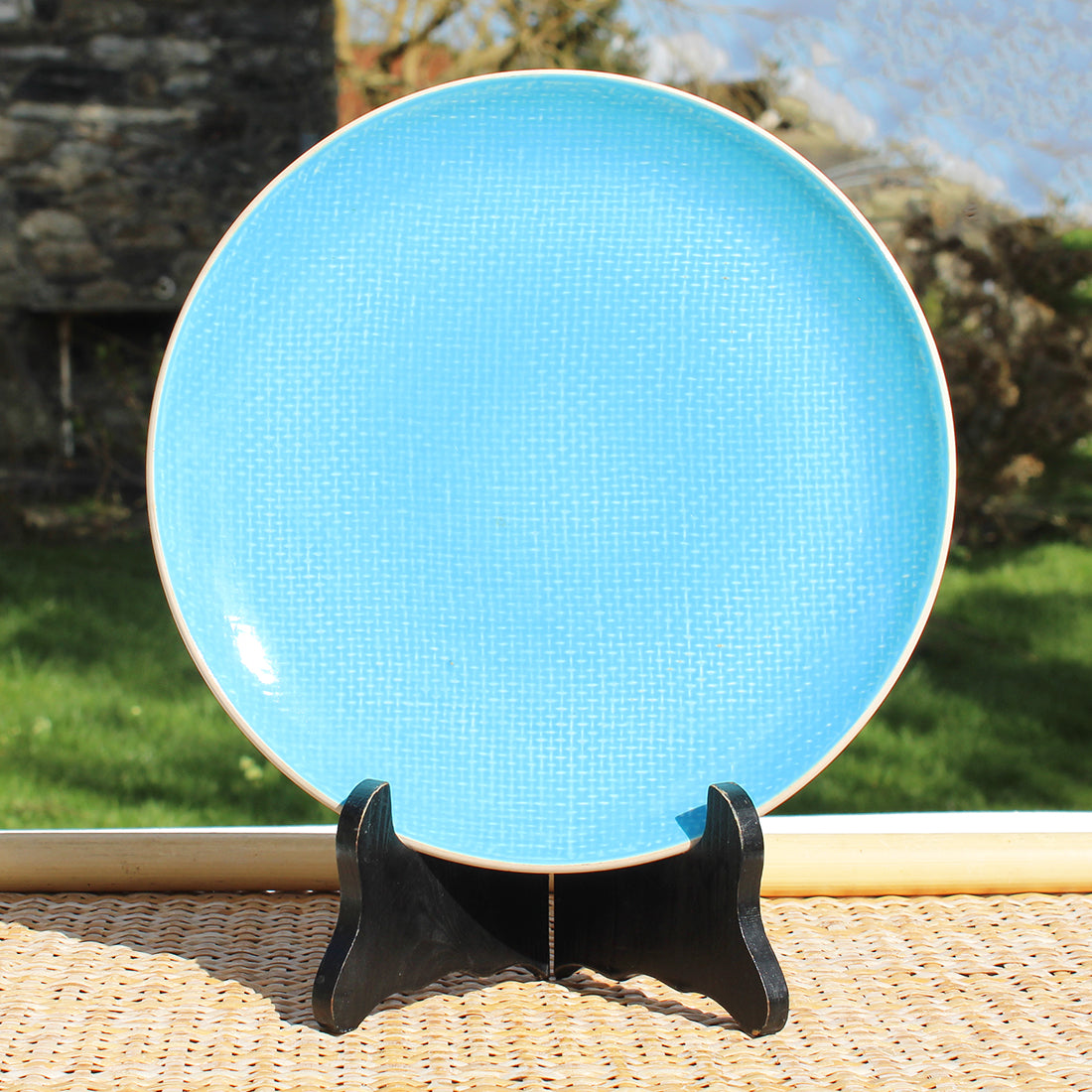 Assiette plate vintage 23.3 cm Salins modèle Deauville turquoise