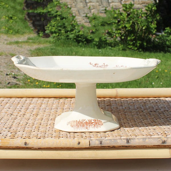 Ancien compotier en faïence anglaise Wedgwood / modèle Rustic / Faisans