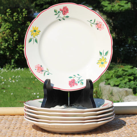 Ensemble de 6 assiettes à dessert anciennes 19 cm en faïence de Villeroy & Boch modèle 7401