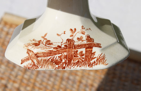 Ancien compotier en faïence anglaise Wedgwood / modèle Rustic / Faisans