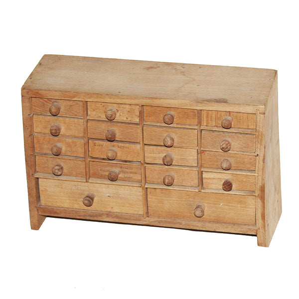 Petit meuble de métier / layette d'horloger vintage en bois / modèle à 18 tiroirs