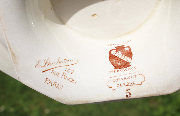 Ancienne assiette montée en faïence anglaise Wedgwood / modèle Rustic / Perdrix