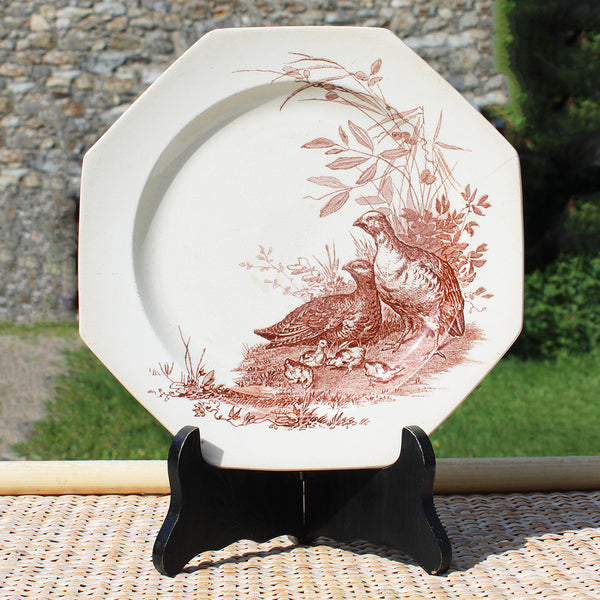 Ancienne assiette 21.7 cm en faïence anglaise Wedgwood / modèle Rustic / Perdrix