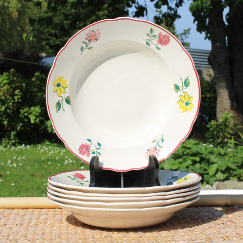 Ensemble de 6 assiettes creuses anciennes 23.5 cm en faïence de Villeroy & Boch modèle 7401