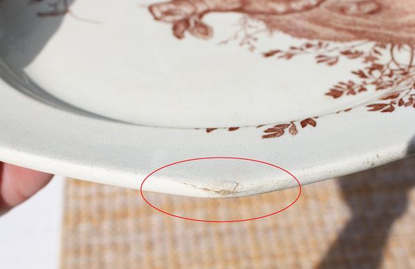 Ancienne assiette 22 cm en faïence anglaise Wedgwood / modèle Rustic / Lièvre