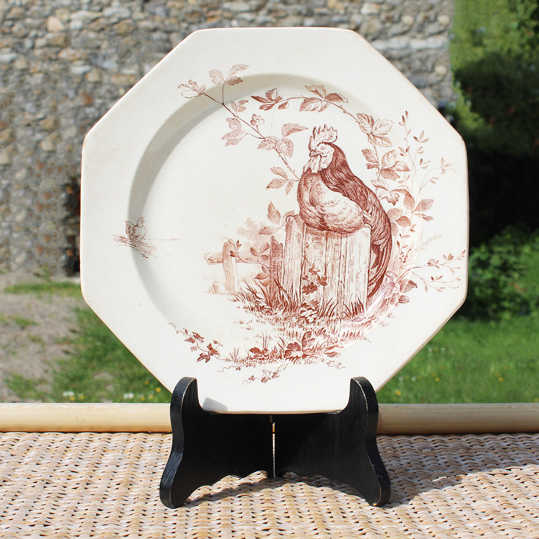 Ancienne assiette 22 cm en faïence anglaise Wedgwood / modèle Rustic / Coq