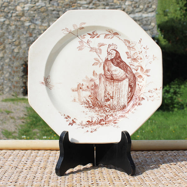 Ancienne assiette 22 cm en faïence anglaise Wedgwood / modèle Rustic / Coq
