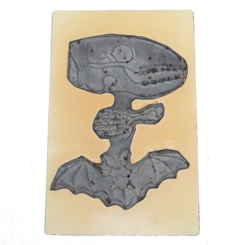 Ancien tampon / timbre scolaire plaque multi croquis - Les insectivores