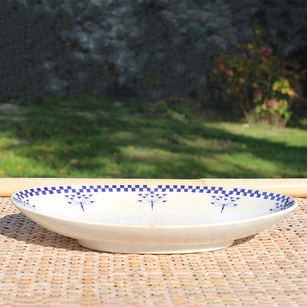 Ancien ravier patiné 24.5 cm / Creil et Montereau service Damier