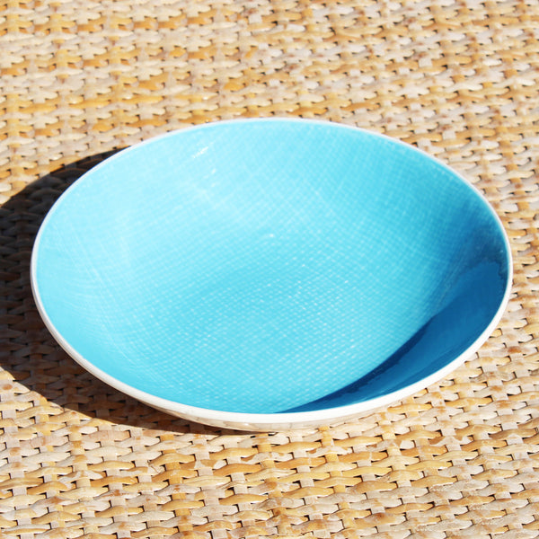 Assiette creuse calotte vintage 18.8 cm Salins modèle Deauville turquoise ( à l'unité )