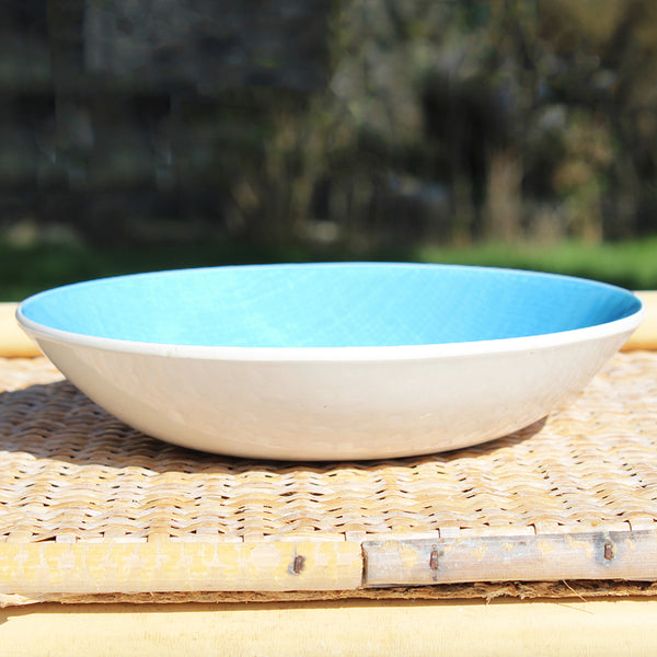 Assiette creuse calotte vintage 18.8 cm Salins modèle Deauville turquoise ( à l'unité )