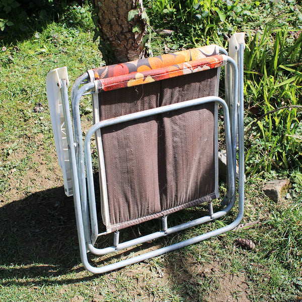 Chaise pliante de camping vintage tissu à fleurs