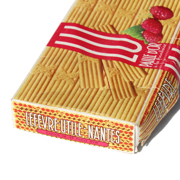 Ancienne boîte de gâteaux vide publicitaire LU / Lefèvre Utile / Paille d'Or à la framboise