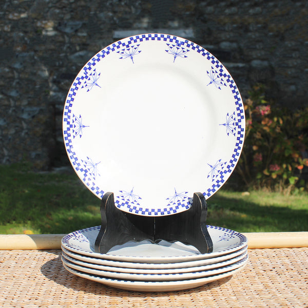 Ensemble de 6 assiettes à dessert 20.5 cm / Creil et Montereau service Damier