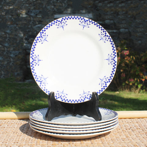 Ensemble de 6 assiettes à dessert 20.5 cm / Creil et Montereau service Damier