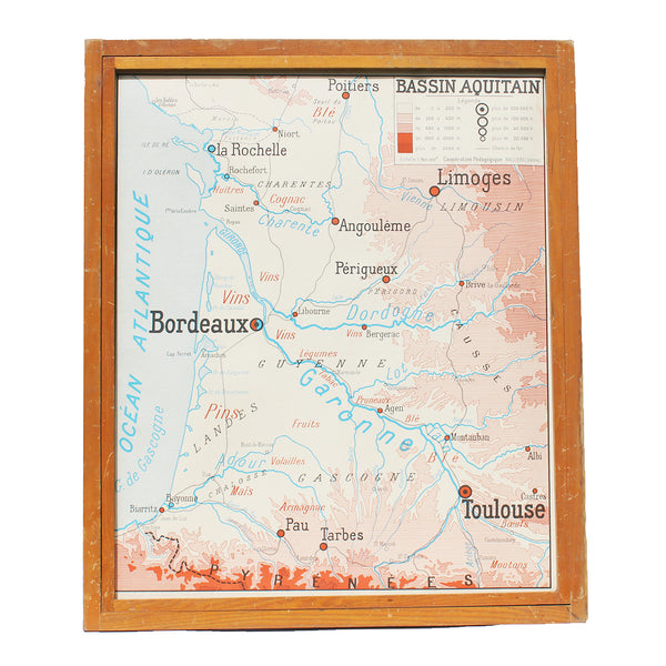 Carte scolaire vintage Nalliers / Midi Méditerranéen / Bassin Aquitain