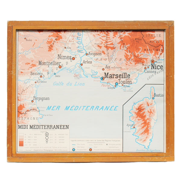 Carte scolaire vintage Nalliers / Midi Méditerranéen / Bassin Aquitain