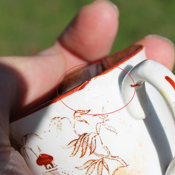 Ancienne tasse à café + soucoupe Sarreguemines et Digoin modèle japonisant