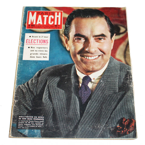 Magazine / revue Paris Match n° 503 du 29/11/1958 Élections / Tyrone Power