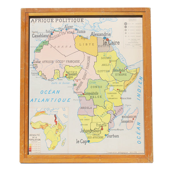 Carte scolaire vintage Nalliers / Afrique Politique / Afrique Physique