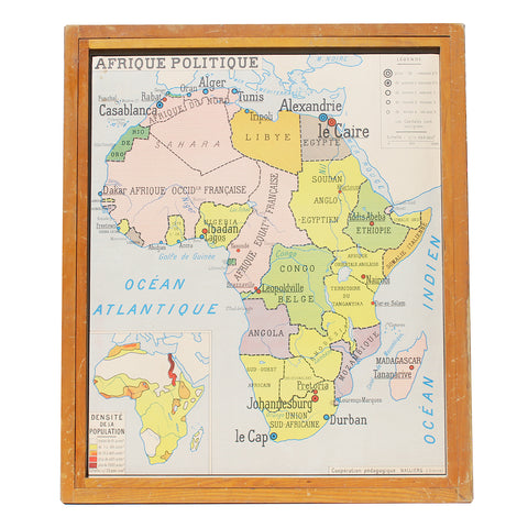 Carte scolaire vintage Nalliers / Afrique Politique / Afrique Physique