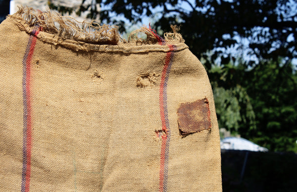 Ancien sac en toile de jute publicitaire engrais dissous Dior n° 98 Granville