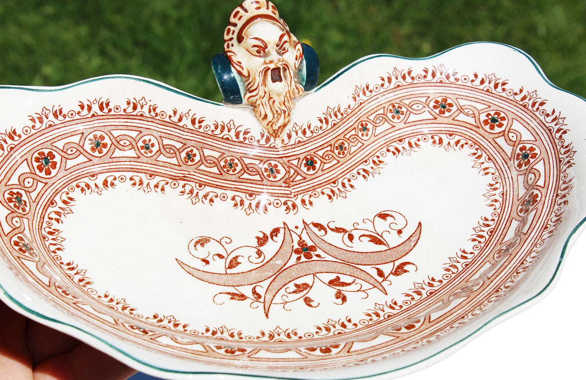 Ancien grand ravier en faïence Terre de Fer de Longwy modèle Henri II ...