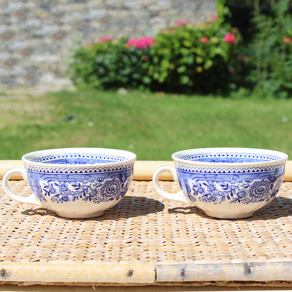 Paire de tasses à thé anciennes en faïence de Villeroy & Boch modèle Burgenland