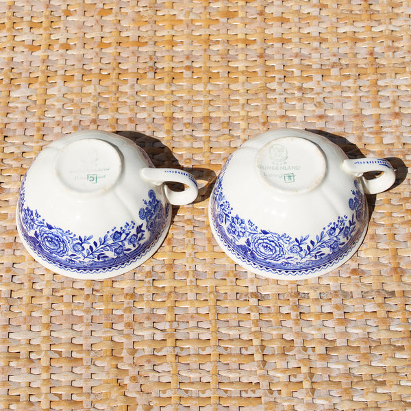 Paire de tasses à thé anciennes en faïence de Villeroy & Boch modèle Burgenland