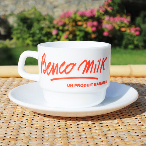 Tasse publicitaire Benco Milk vintage + soucoupe / Banania