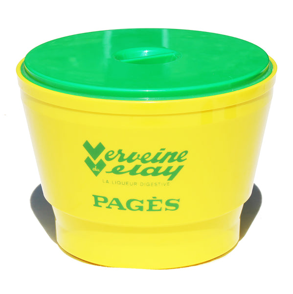 Seau à glaçons publicitaire vintage en plastique / Liqueur Pagès / Verveine du Velay