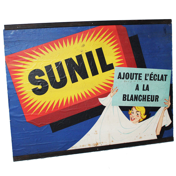 Ancien panneau publicitaire / affiche lessive Sunil 78 cm x 60 cm